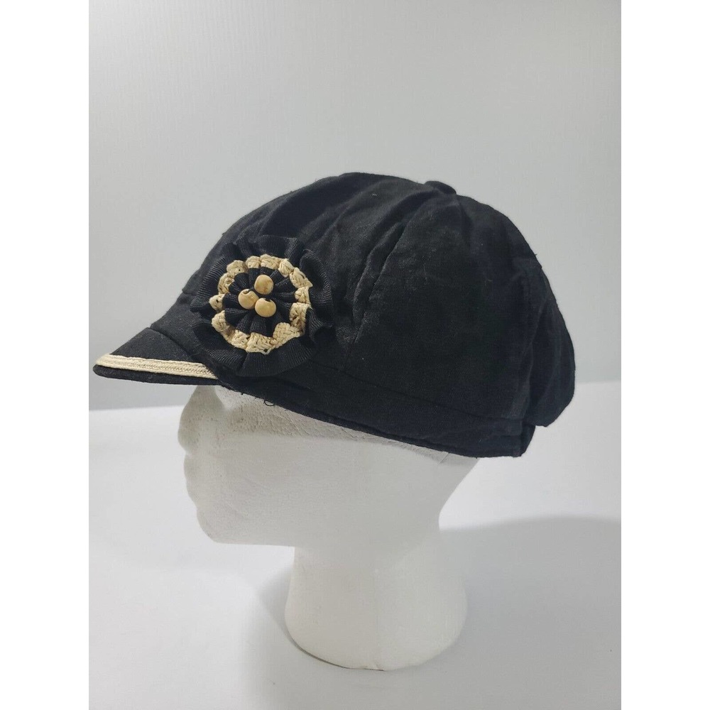 Angela And William Women's Black Fabric Cap Beading & Embroidery Accent/Trim M